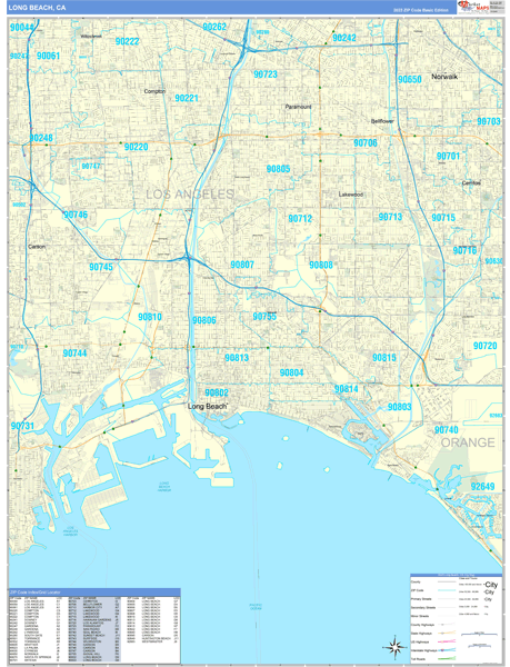 Long Beach City Digital Map Basic Style